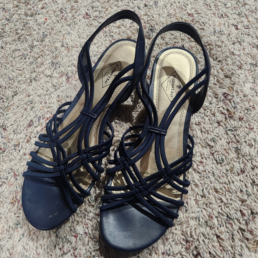 St. Johns Bay Navy Blue Strappy Sandals - Picture 7 of 7